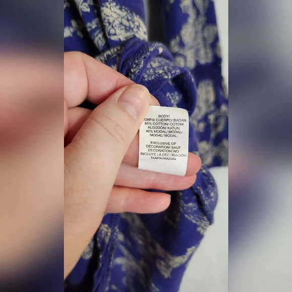 Lucky Brand Women's Floral Top Size Medium Purple Embroidered Lace Boho Peasant - Picture 7 of 9